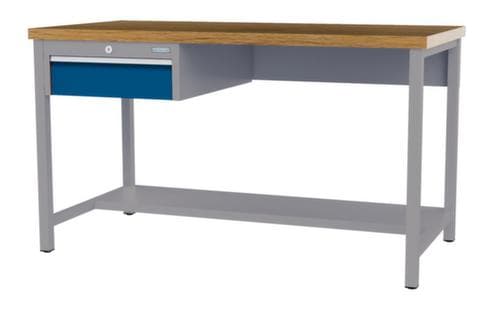 Bedrunka + Hirth Werkbank mit Buche-Massivholzplatte Gestell in vielen Farben, 1 Schublade, 1/2 Ablageboden