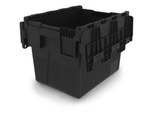 Euronorm-Mehrwegbehälter recycelt + verplombar, Inhalt 25 l, Zweiteiliger Scharnierdeckel