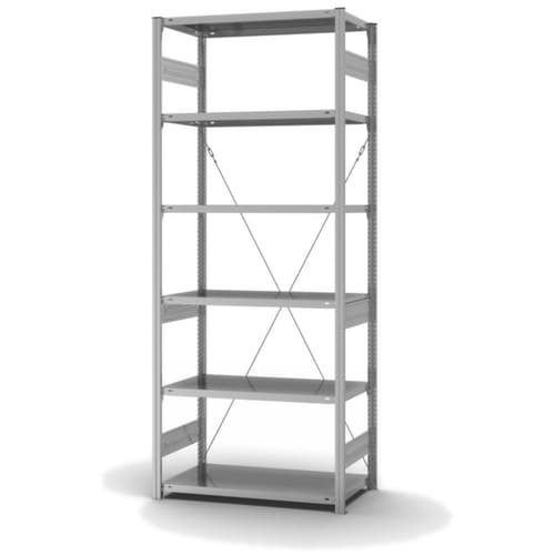 hofe Edelstahl-Steckregal, Höhe x Breite x Tiefe 2500 x 1060 x 535 mm, 6 Böden