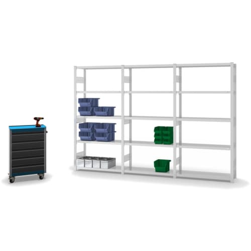 hofe Traversenregal in schwerer Bauart, Höhe x Breite x Tiefe 2000 x 1060 x 335 mm, 5 Böden