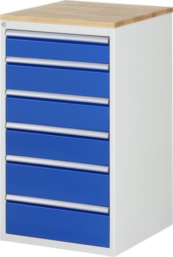 RAU Schubladenschrank Serie 7000, 6 Schublade(n), RAL7035 Lichtgrau/RAL5010 Enzianblau
