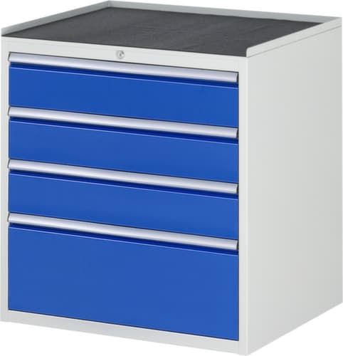 RAU Schubladenschrank Serie 7000, 4 Schublade(n), RAL7035 Lichtgrau/RAL5010 Enzianblau