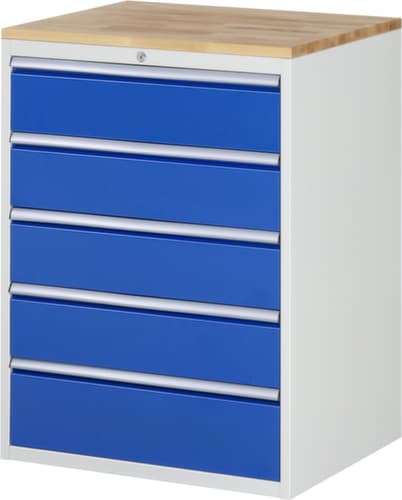 RAU Schubladenschrank Serie 7000, 5 Schublade(n), RAL7035 Lichtgrau/RAL5010 Enzianblau