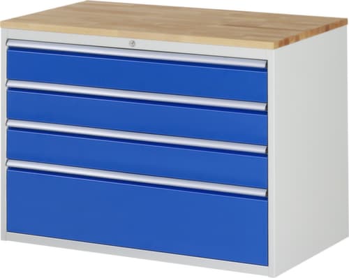 RAU Schubladenschrank Serie 7000, 4 Schublade(n), RAL7035 Lichtgrau/RAL5010 Enzianblau