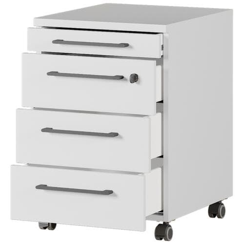 Rollcontainer GW-AGENDA, 4 Schublade(n), lichtgrau/lichtgrau