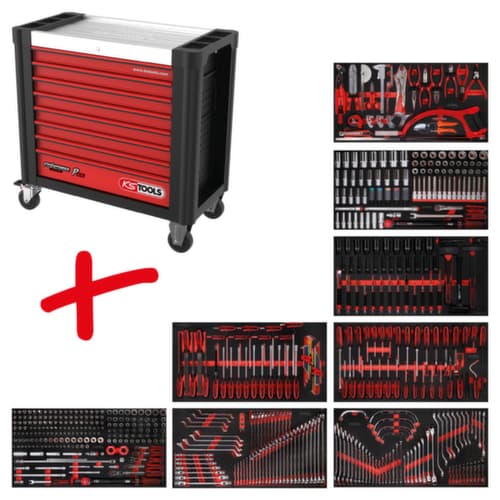 KS Tools Performanceplus Werkstattwagen-Satz P25 mit 564 Werkzeugen für 8 Schubladen