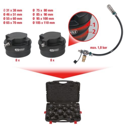 KS Tools Turbolader-Ladeluft-System-Prüfkoffer-Satz