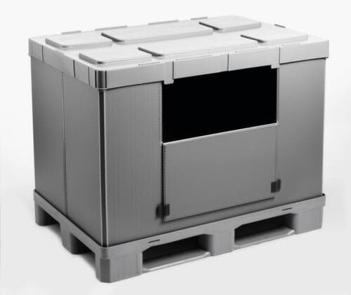 Walther Faltsysteme Paletten-Faltbox extra leicht, Auflast 500 kg, 3 Kufen, Länge x Breite 1200 x 1000 mm