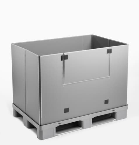 Walther Faltsysteme Paletten-Faltbox extra leicht, Auflast 500 kg, 3 Kufen, Länge x Breite 1200 x 1000 mm