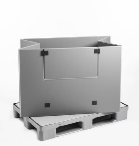 Walther Faltsysteme Paletten-Faltbox extra leicht, Auflast 500 kg, 3 Kufen, Länge x Breite 1200 x 1000 mm