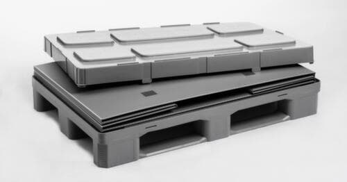Walther Faltsysteme Paletten-Faltbox extra leicht, Auflast 500 kg, 3 Kufen, Länge x Breite 1200 x 1000 mm