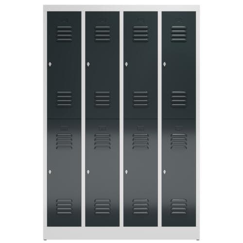 Doppelstöckiger Garderobenschrank ClassiX, Abteilbreite 295 mm