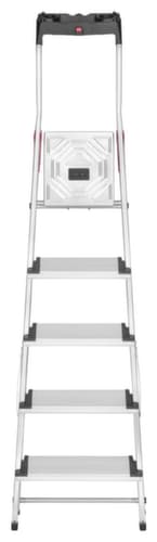 Hailo Einseitige Stufenstehleiter ComfortLine L80 mit XXL-Stufen, 5 extra tiefe Riffelblechstufen