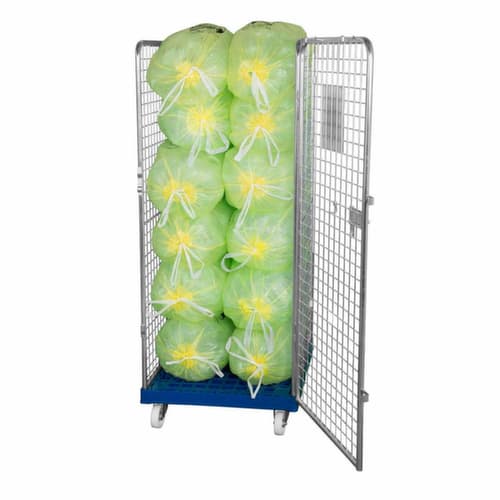 Rollbehälter rolltainer® ADB mit 3 Wänden und Tür, Traglast 500 kg, Länge x Breite 815 x 724 mm