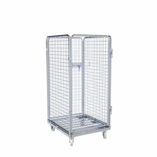 Rollbehälter rolltainer® ADB mit Tür und 3 Gitterwänden, Traglast 500 kg, Länge x Breite 815 x 724 mm
