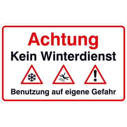 Hinweisschild SafetyMarking®, "Achtung Kein Winterdienst! Benutzung auf eigene Gefahr"