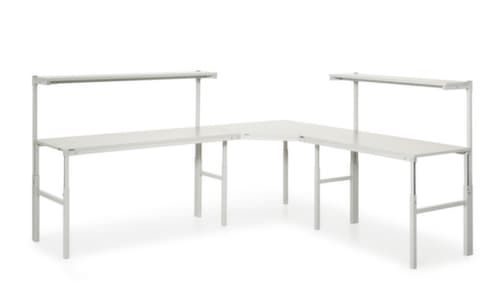 Treston Verkettungselement für Montagetisch mit Ablgeboden, Breite x Tiefe 1300 x 900 mm, Platte RAL7035 Lichtgrau