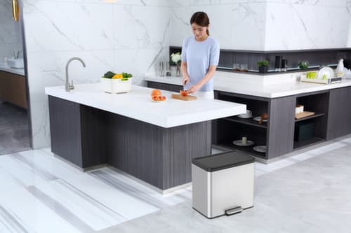 Tretabfallsammler EKO mit fingerabdruckfester Beschichtung, Inhalt 2 x 15 l