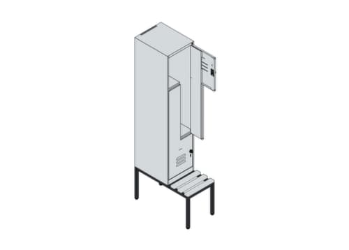 C+P Z-Spind Classic Plus mit untergebauter Sitzbank, Abteilbreite 400 mm