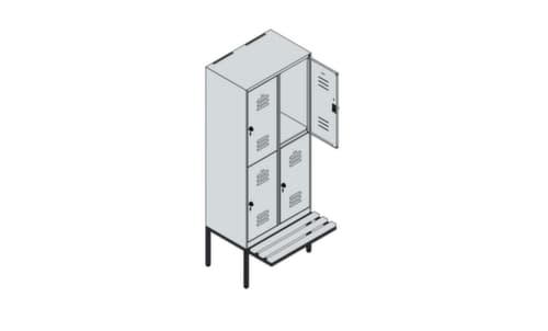 C+P Doppelstöckiger Spind Classic Plus mit Sitzbank, Abteilbreite 400 mm