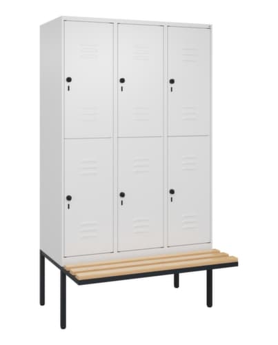 C+P Doppelstöckiger Spind Classic Plus mit Sitzbank, Abteilbreite 400 mm