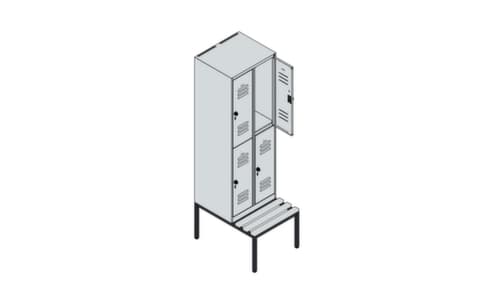 C+P Doppelstöckiger Spind Classic Plus mit Sitzbank, Abteilbreite 300 mm