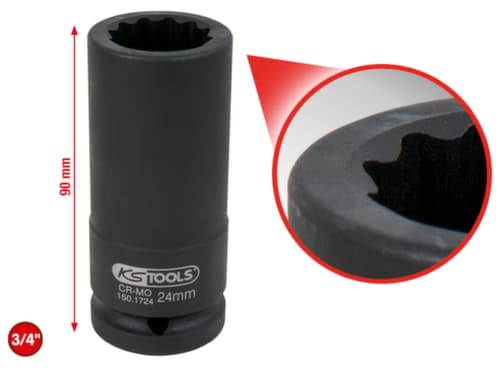 KS Tools 3/4" 12-kant-Antriebswellen-Kraftstecknuss