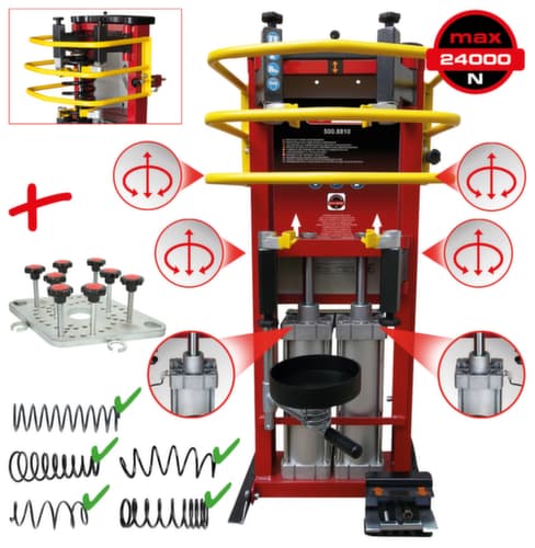 KS Tools Druckluft-Stand-Federspanner mit Doppel-Zylinder inkl. Adapterplatte