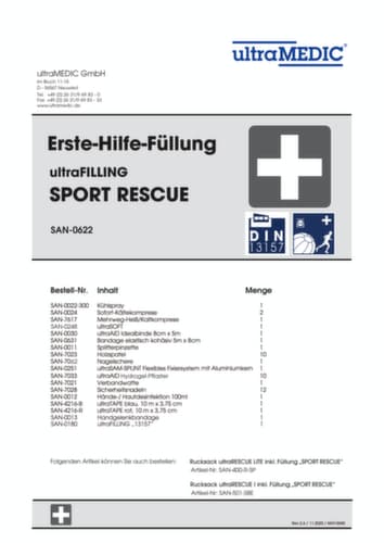 ultraMEDIC Rettungsrucksack ultraRESCUE LITE SP, Füllung nach DIN 13157