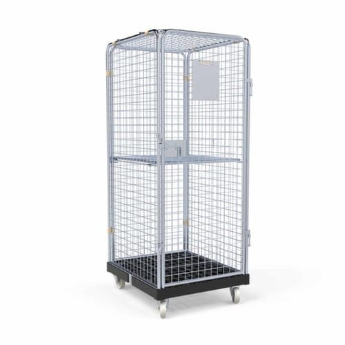 Rollbehälter BASICline ADB mit Tür und 3 Gitterwänden, Traglast 500 kg, Länge x Breite 815 x 724 mm