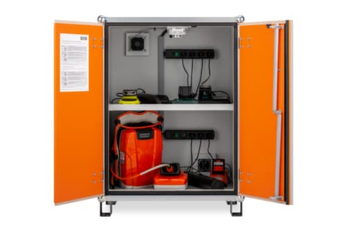 Explosionsgeschützter Lithium-Ionen-Ladeschrank PREMIUM PLUS 8/10 unterfahrbar, Höhe x Breite x Tiefe 1110 x 800 x 660 mm