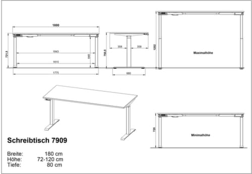 Elektrisch höhenverstellbarer Schreibtisch GW-MAILAND 7909