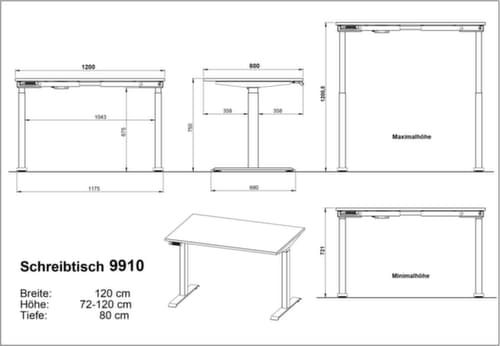 Höhenverstellbarer Schreibtisch GW-BEDANO