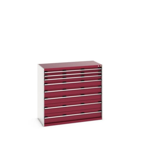 bott Schubladenschrank cubio Grundfläche 1300x650 mm, 8 Schublade(n), RAL7035 Lichtgrau/RAL3004 Purpurrot