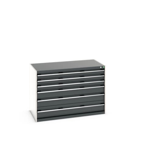 bott Schubladenschrank cubio Grundfläche 1300x750 mm, 6 Schublade(n), RAL7035 Lichtgrau/RAL7016 Anthrazitgrau