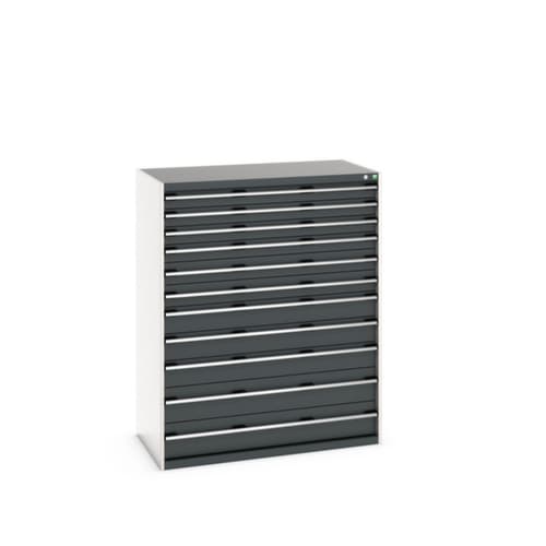bott Schubladenschrank cubio Grundfläche 1300x750 mm, 11 Schublade(n), RAL7035 Lichtgrau/RAL7016 Anthrazitgrau