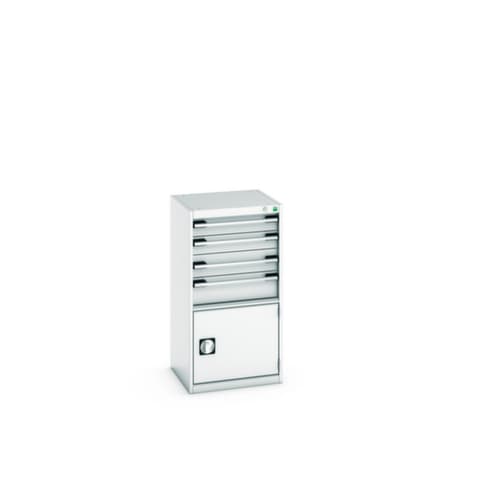 bott Schubladenschrank cubio Grundfläche 525x525 mm, 4 Schublade(n), RAL7035 Lichtgrau/RAL7035 Lichtgrau