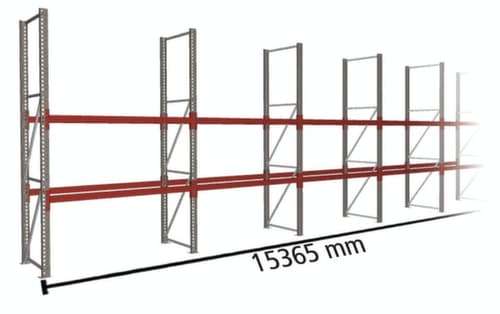 META Palettenregal MULTIPAL für 48 Paletten, 15365 mm breit, 3 Lagerebenen