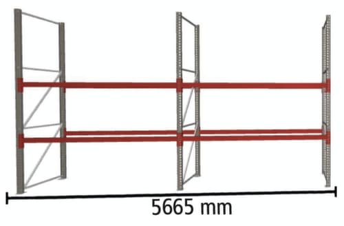 META Palettenregal MULTIPAL für 18 Paletten, 5665 mm breit, 3 Lagerebenen