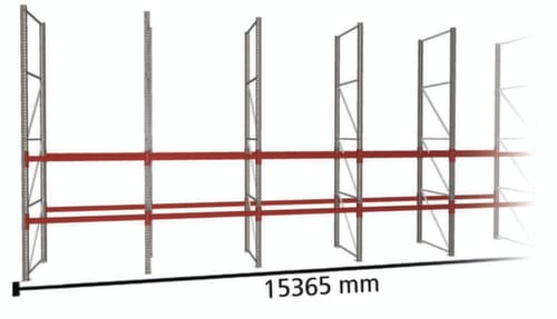 META Palettenregal MULTIPAL für 48 Paletten, 15365 mm breit, 3 Lagerebenen