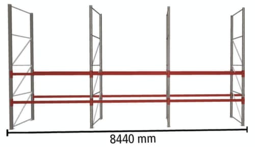 META Palettenregal MULTIPAL für 27 Paletten, 8440 mm breit, 3 Lagerebenen