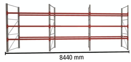 META Palettenregal MULTIPAL für 36 Paletten, 8440 mm breit, 4 Lagerebenen