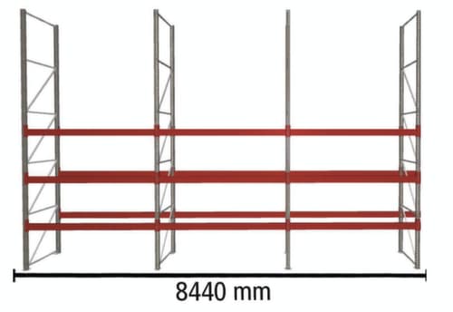 META Palettenregal MULTIPAL für 36 Paletten, 8440 mm breit, 4 Lagerebenen