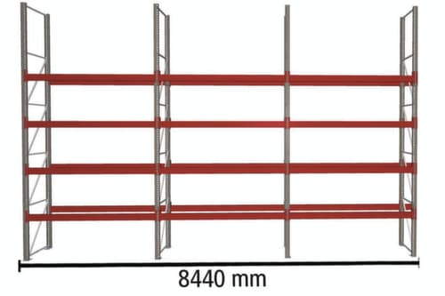 META Palettenregal MULTIPAL für 30 Paletten, 8440 mm breit, 5 Lagerebenen