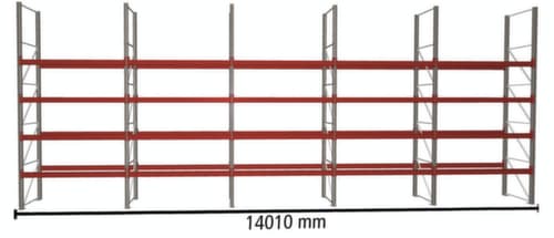 META Palettenregal MULTIPAL für 50 Paletten, 14010 mm breit, 5 Lagerebenen