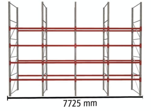 META Palettenregal MULTIPAL für 40 Paletten, 7725 mm breit, 5 Lagerebenen