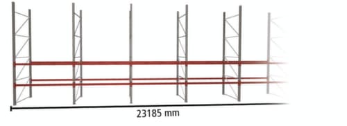 META Palettenregal MULTIPAL für 60 Paletten, 23185 mm breit, 3 Lagerebenen
