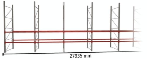 META Palettenregal MULTIPAL für 60 Paletten, 27935 mm breit, 3 Lagerebenen
