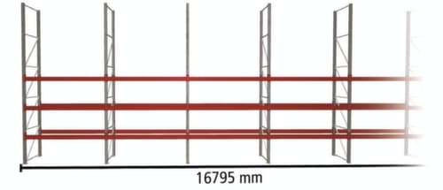 META Palettenregal MULTIPAL für 48 Paletten, 16795 mm breit, 4 Lagerebenen