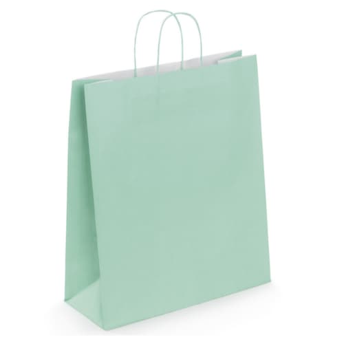 Papier-Tragetasche mint mit gedrehter Papierkordel - 350 x 400 x 140 mm